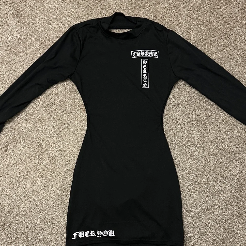 Chrome Hearts Black Long Sleeve Dress with White Graphics - Picture 1 of 4